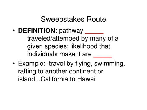 Sweepstakes route .